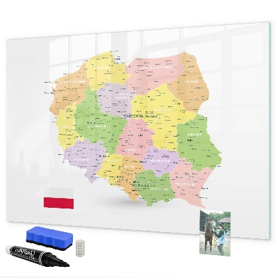 Tableau magnétique effaçable Carte interactive de la Pologne pour la personnalisation