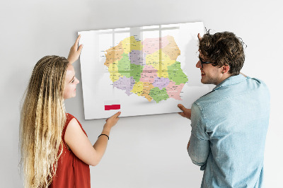 Tableau magnétique effaçable Carte interactive de la Pologne pour la personnalisation