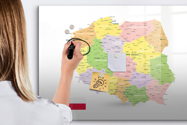 Tableau magnétique effaçable Carte interactive de la Pologne pour la personnalisation