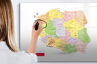 Tableau magnétique effaçable Carte interactive de la Pologne pour la personnalisation