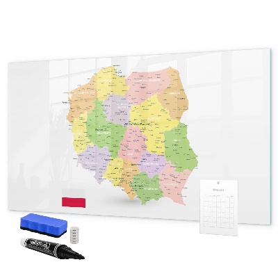 Tableau magnétique effaçable Carte interactive de la Pologne pour la personnalisation