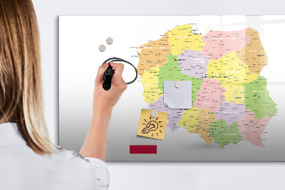 Tableau magnétique effaçable Carte interactive de la Pologne pour la personnalisation