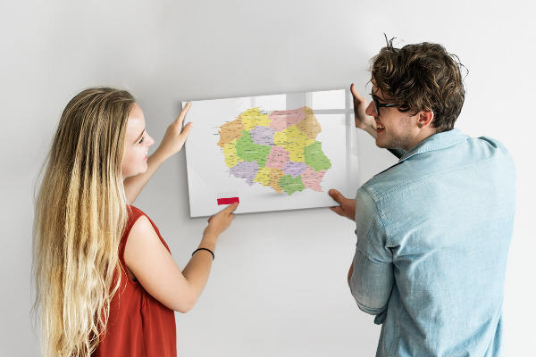 Tableau magnétique effaçable Carte interactive de la Pologne pour la personnalisation