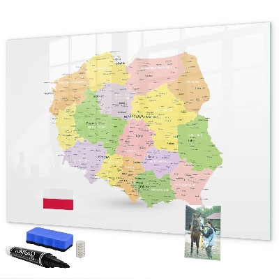 Tableau magnétique effaçable Carte interactive de la Pologne pour la personnalisation