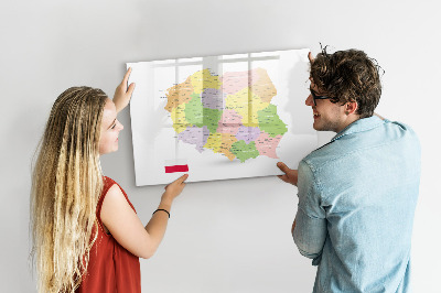 Tableau magnétique effaçable Carte interactive de la Pologne pour la personnalisation