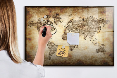 Tableau effaçable magnétique Carte du monde avec emplacements de photos