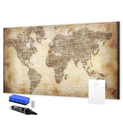 Tableau effaçable magnétique Carte du monde avec emplacements de photos