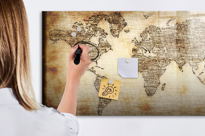 Tableau effaçable magnétique Carte du monde avec emplacements de photos