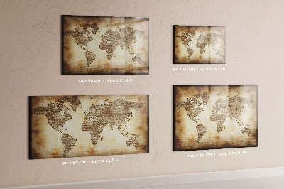 Tableau effaçable magnétique Carte du monde avec emplacements de photos
