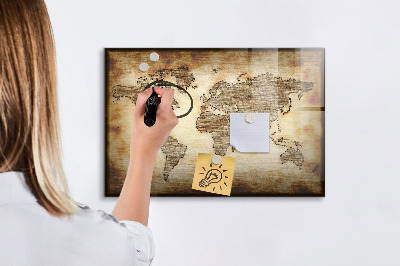 Tableau effaçable magnétique Carte du monde avec emplacements de photos