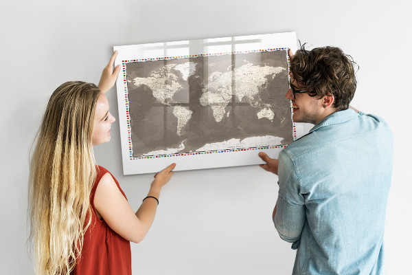 Tableau magnétique effaçable Carte interactive pour les souvenirs et les notes