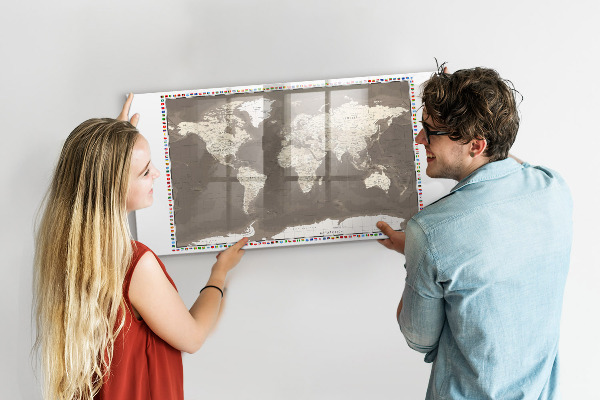 Tableau magnétique effaçable Carte interactive pour les souvenirs et les notes