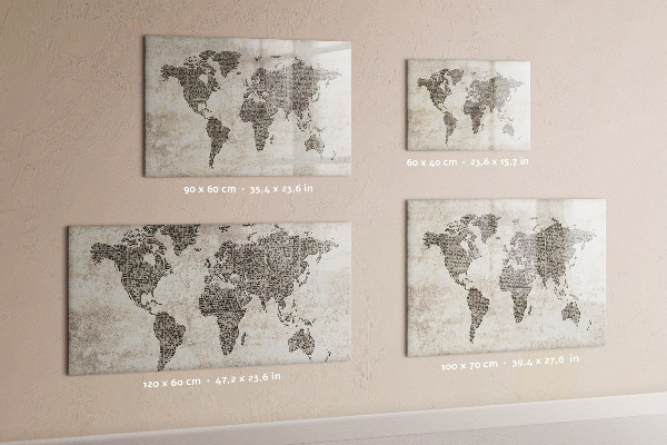 Tableau effaçable magnétique Carte du monde avec emplacements de photos