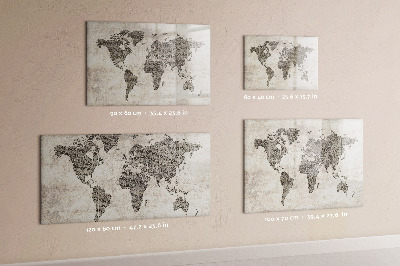Tableau effaçable magnétique Carte du monde avec emplacements de photos