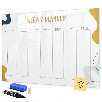 Tableau magnétique effaçable Agenda hebdomadaire avec espace pour photos