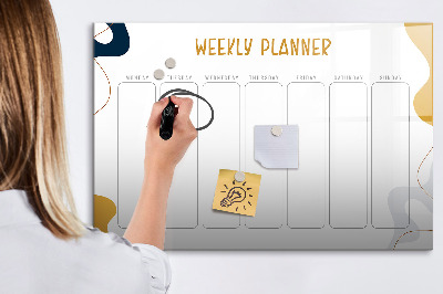 Tableau magnétique effaçable Agenda hebdomadaire avec espace pour photos