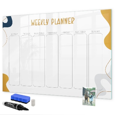 Tableau magnétique effaçable Agenda hebdomadaire avec espace pour photos