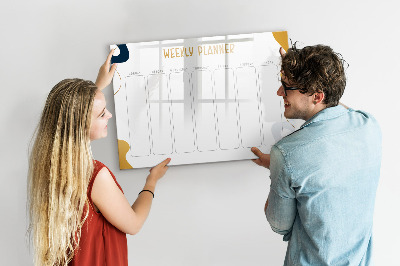 Tableau magnétique effaçable Agenda hebdomadaire avec espace pour photos