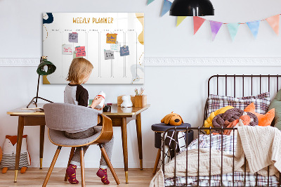 Tableau magnétique effaçable Agenda hebdomadaire avec espace pour photos