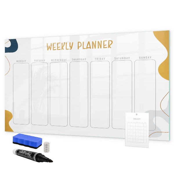 Tableau magnétique effaçable Agenda hebdomadaire avec espace pour photos