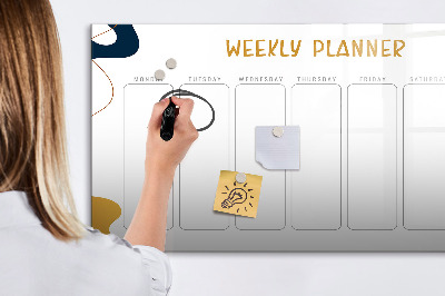 Tableau magnétique effaçable Agenda hebdomadaire avec espace pour photos