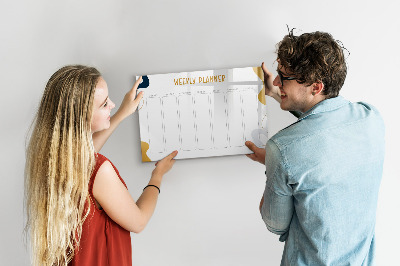 Tableau magnétique effaçable Agenda hebdomadaire avec espace pour photos