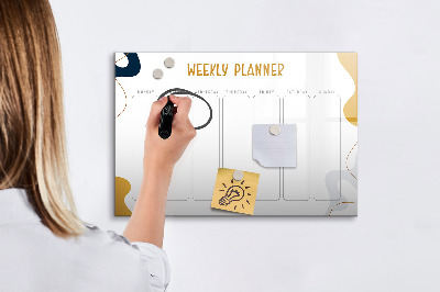 Tableau magnétique effaçable Agenda hebdomadaire avec espace pour photos
