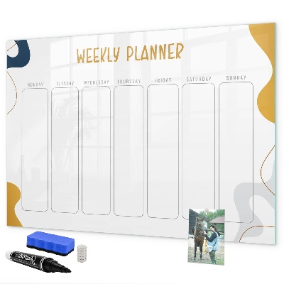 Tableau magnétique effaçable Agenda hebdomadaire avec espace pour photos