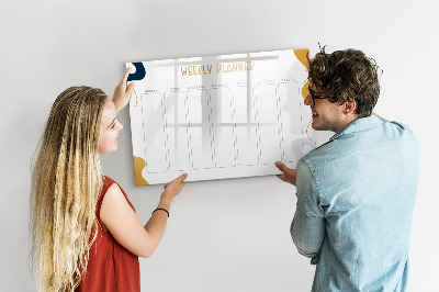 Tableau magnétique effaçable Agenda hebdomadaire avec espace pour photos