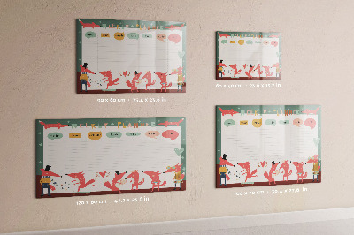 Tableau magnétique effaçable Agenda hebdomadaire avec illustrations colorées