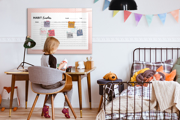Tableau magnétique effaçable Suivi des habitudes avec des photos personnelles