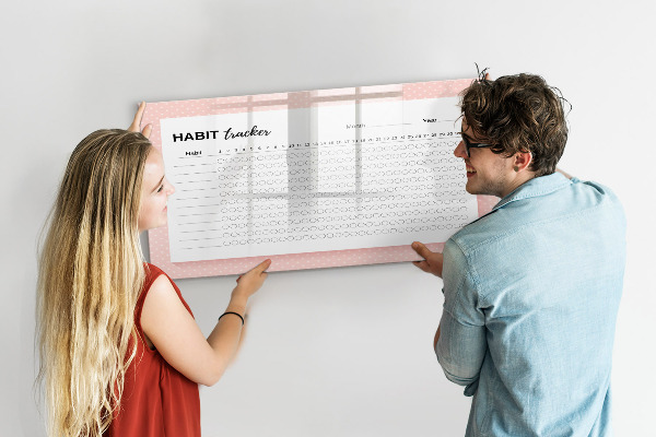 Tableau magnétique effaçable Suivi des habitudes avec des photos personnelles