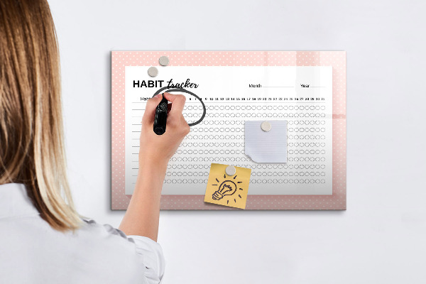 Tableau magnétique effaçable Suivi des habitudes avec des photos personnelles