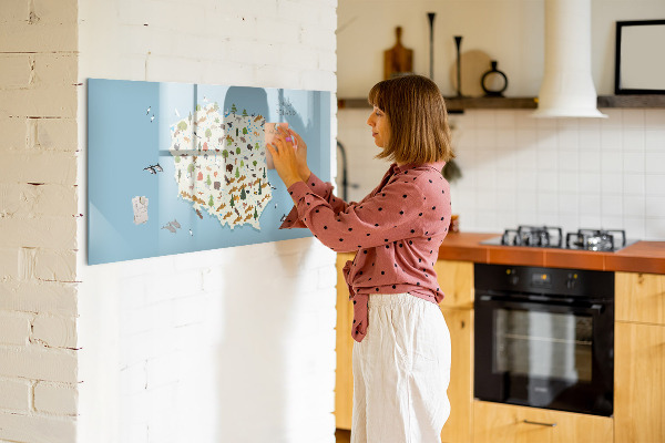 Tableau magnétique effaçable Carte naturelle de la Pologne avec des lieux pour prendre des photos