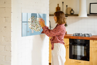 Tableau magnétique effaçable Carte naturelle de la Pologne avec des lieux pour prendre des photos