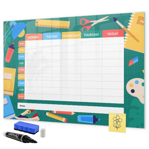 Tableau magnétique effaçable Agenda hebdomadaire avec espace pour photos