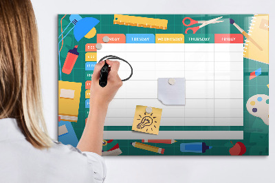 Tableau magnétique effaçable Agenda hebdomadaire avec espace pour photos