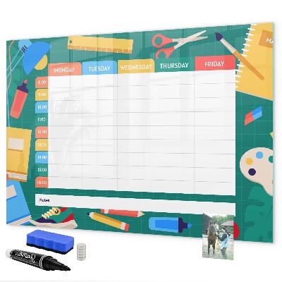 Tableau magnétique effaçable Agenda hebdomadaire avec espace pour photos