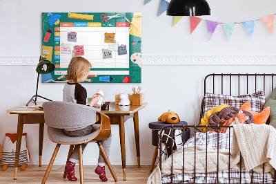 Tableau magnétique effaçable Agenda hebdomadaire avec espace pour photos