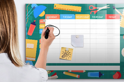 Tableau magnétique effaçable Agenda hebdomadaire avec espace pour photos