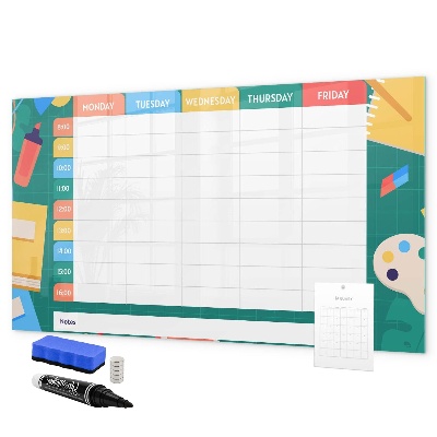 Tableau magnétique effaçable Agenda hebdomadaire avec espace pour photos