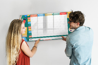 Tableau magnétique effaçable Agenda hebdomadaire avec espace pour photos
