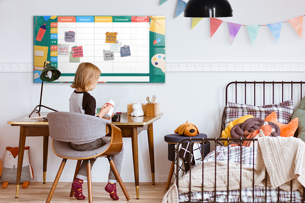 Tableau magnétique effaçable Agenda hebdomadaire avec espace pour photos