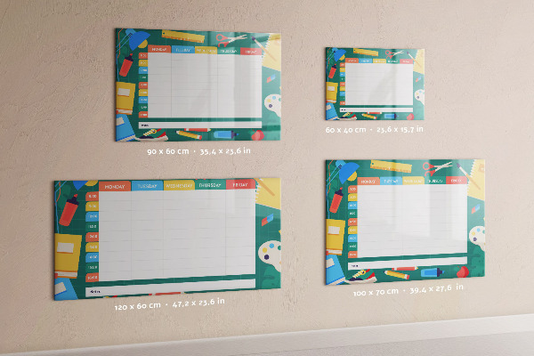 Tableau magnétique effaçable Agenda hebdomadaire avec espace pour photos