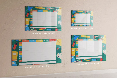 Tableau magnétique effaçable Agenda hebdomadaire avec espace pour photos