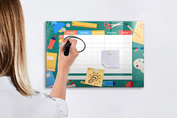 Tableau magnétique effaçable Agenda hebdomadaire avec espace pour photos