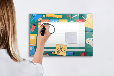 Tableau magnétique effaçable Agenda hebdomadaire avec espace pour photos