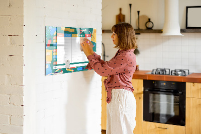 Tableau magnétique effaçable Agenda hebdomadaire avec espace pour photos