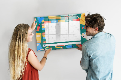 Tableau magnétique effaçable Agenda hebdomadaire avec espace pour photos