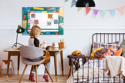 Tableau magnétique effaçable Agenda hebdomadaire avec espace pour photos